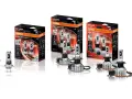 Tre förpackningar med Osram H7 LED-lampor, inklusive Night Breaker LED Speed och Smart. Perfekt för att uppgradera bilens belysning.