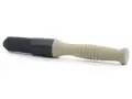 En borste med beige handtag och svart borsthuvud, perfekt för att applicera lahega polermedel för en skinande finish.