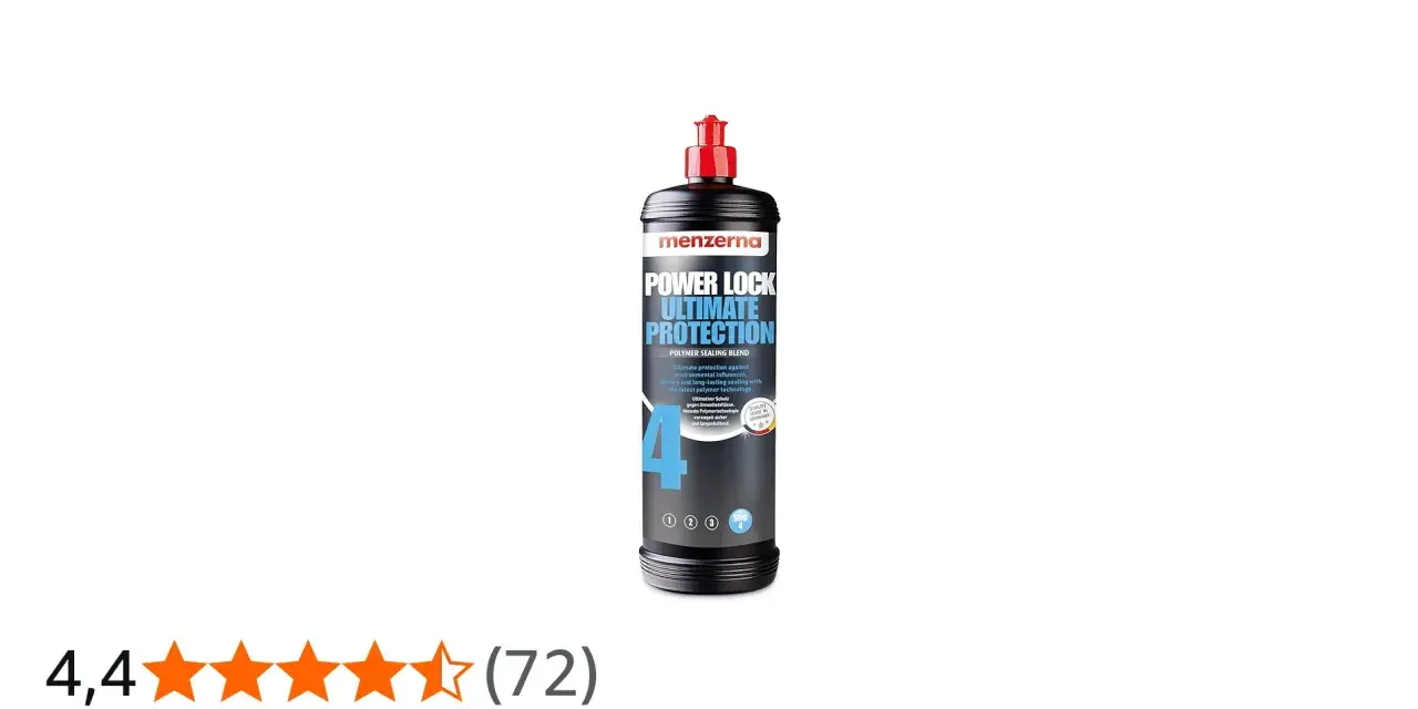 En flaska Menzerna Power Lock Ultimate Protection, en polymerförsegling för långvarigt skydd.