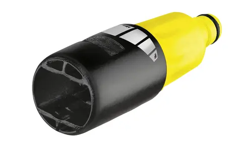 En gul och svart Kärcher adapter med en sexkantig öppning.
