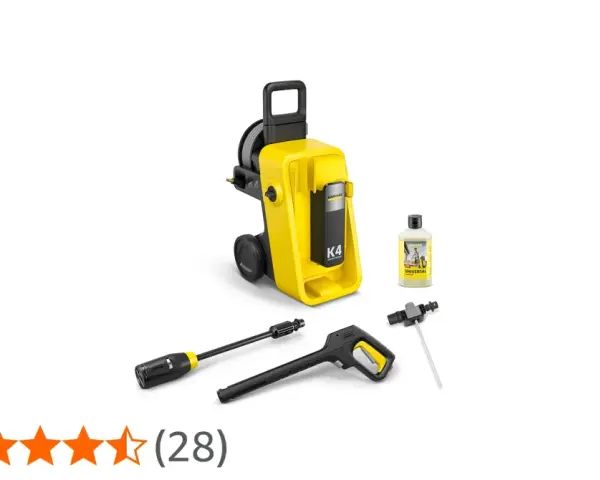 Kärcher K4 Premium högtryckstvätt med tillbehör, inklusive rengöringsmedel. Perfekt för hemmet.