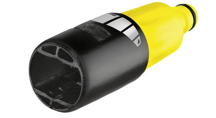 En gul och svart Kärcher adapter med en sexkantig öppning.