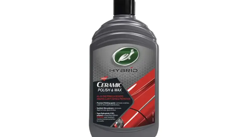 Flaska med Turtle Wax Hybrid Solutions Ceramic Polish & Wax för bilvård. Ger glans och skydd.