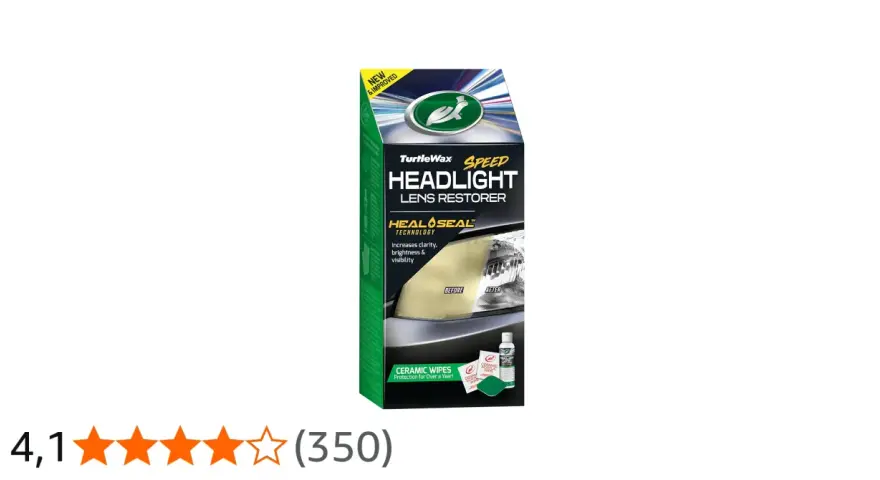Turtle Wax Speed Headlight Lens Restorer-kit med keramiska våtservetter för klarare strålkastare.